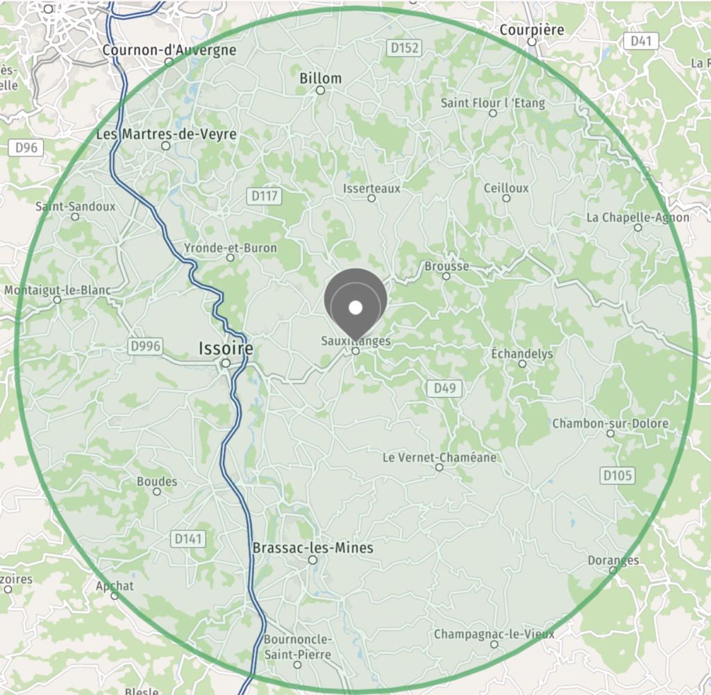 J'interviens dans un rayon de 25 km à Sauxillanges dans le puy de dôme
